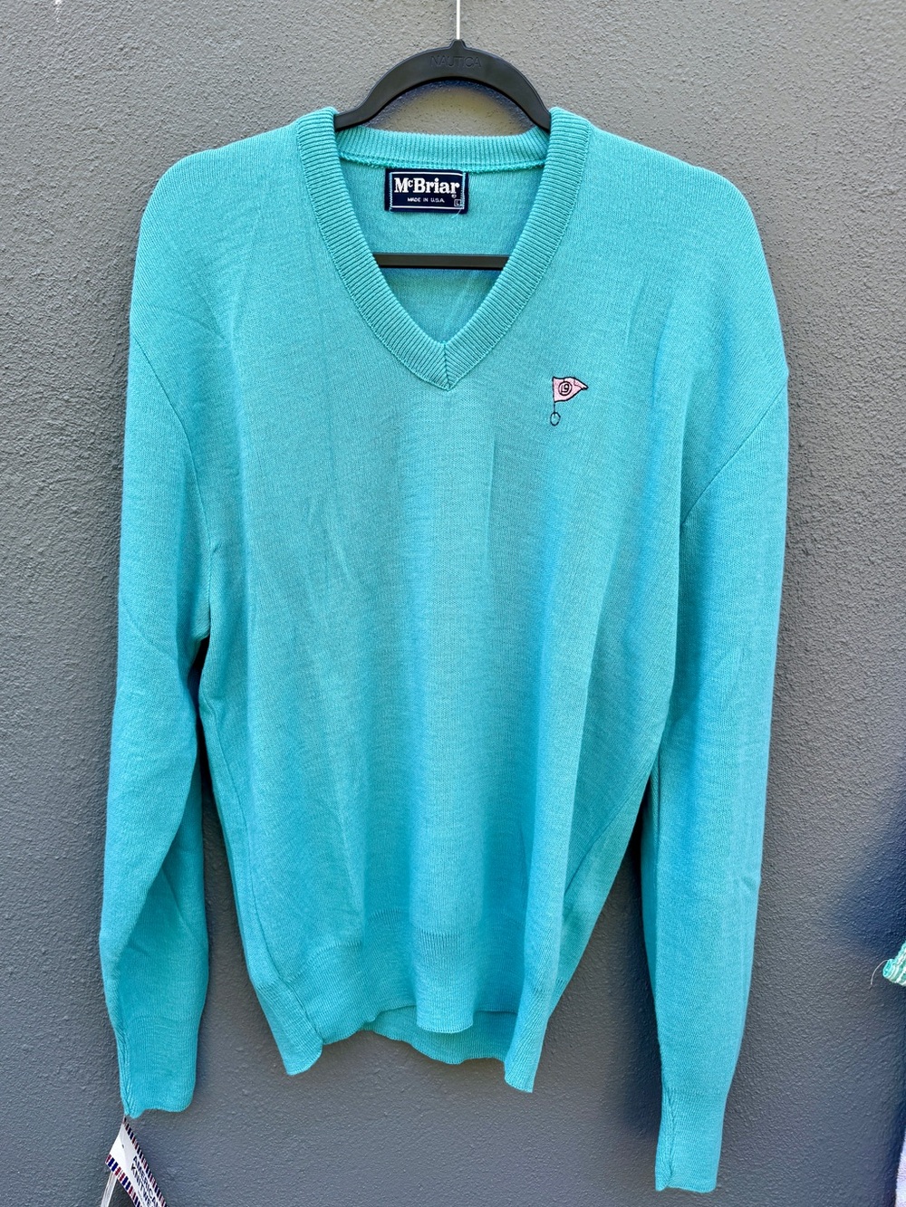 Vintage with original tags Men's McBriar 19th Hole Golf Swearer in Teal Sz Large